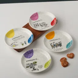 Pack of 4 Ceramic Urmi Delight Plates Family of 4, Pasta Plates, Plates for Snacks, Pasta, Fruits Dinner Set-image-4