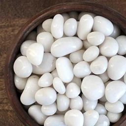 2 kg Natural White Polished Pebble Stone For Terrarium, Succulents, Garden Pots Polished, Carved, Regular Asymmetrical, Oval, Round Marble, Quartz, Rock Pebbles-1