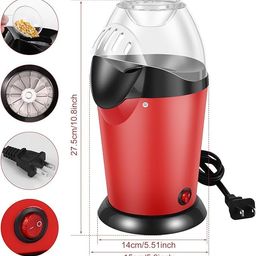 generic VAGHASIYA ENTERPRISE Automatic instant Pop Corn Maker with Auto Popup Feature Hot Air Popcorn Machine | 1200 W Electric Oil Free Maker with Measuring Cup (Pack of 1) image 4