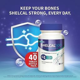 torrent Pharma-Shelcal 500 calcium Tablets with Vitamin D3|For Healthy and Strong Bone, Joint & Muscles|India's No. 1 Doctor's Prescribed calcium Supplement, 1 count, 40 capsules image 5