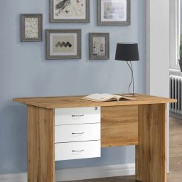 Reno Wotan Oak & White Engineered Wood Office Table-0