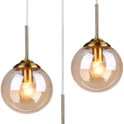 Ceiling Light Hanging 3 Way Brass Fittings with Glass (Bulb Included) (Amber) Pendants Ceiling Lamp-image-0