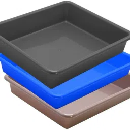 Plastic Prime Exel Small Tray For Home/Office, 3 pc Tray 2 Ltr, Blue Choco Grey Tray-24