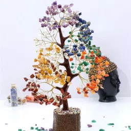 7 Chakra Crystal Gem Tree For Positivity & Wellness - 300 BDS Artificial Plantwith Pot-5