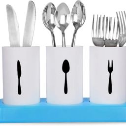 Knife and Spoon Stand for Kitchen&Dining Table(Small Cup Size)Cutlery Holder Plastic Cutlery Set-21