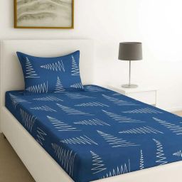 250 TC Cotton Blend Single Geometric Flat Bedsheet-image-82