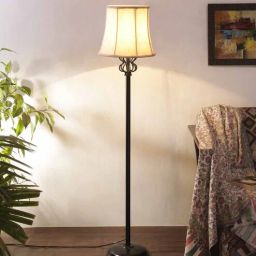 new era Knepp Off White Cottan Fabric Shade Club Floor Lamp With Iron Base-picture-20