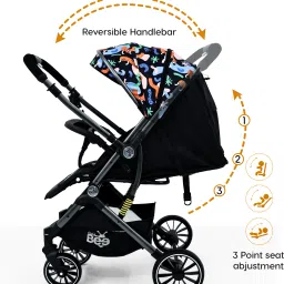 golden bee Choco Joy Baby Stroller with 5 Point Safety Harness/Reversible Handle, Food Tray Stroller image 2