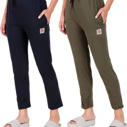 Pack of 2 Women Self Design Multicolor Track Pants-9