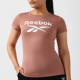 reebok Women Printed, Typography Round Neck Polyester Pink T-Shirt-picture-19