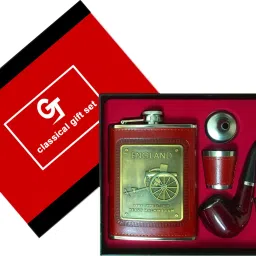 ™ Stainless Steel & Stitched Leather Hip Flask 8 Oz (236 Ml) for Men - Liquor Flask Or Wine Whiskey Alcoholic Beverage Holder With Cigar Pipe, Two Shot Glasses And Funnel Stainless Steel Hip Flask-image-41