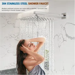 SS-304 Grade, 8x8 Square Over Head Shower With 18-INCH Arm and Wall Flange Fixed Mount-picture-7