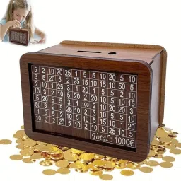 Wooden Money Saving Box | Counting target money box | Coin box for saving Coin Coin Bank-image-80