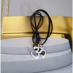 Religious Om Aum OhmZinc Metal Pendant Necklace Rhodium Metal, Leather Pendant-image-39