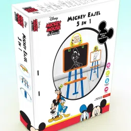 jayaansh traders 5 in 1 Dual Sided Mickey Mouse Easel Board for Educational Learning Activities (Multi functional White & Black board) image 3