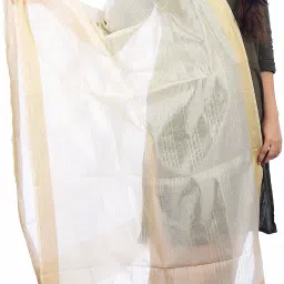 Pure Cotton Solid White Women Dupatta-image-7