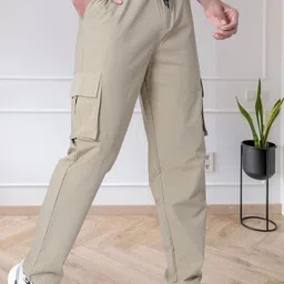 divra clothing Men Solid Beige Track Pants-picture-13