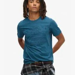 Men Logo Embossed Relaxed Fit Crew-Neck T-Shirt-9