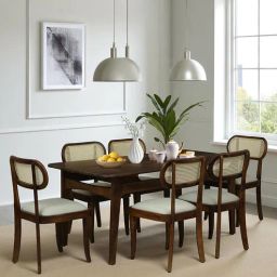 woodsworth from pepperfry Brookwood Sheesham Wood Six Seater Dining Table set With Chairs In Scratch Resistant Provincial Teak Finish-picture-30