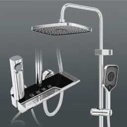 LAPO Brass All in One Shower Set with Overhead,Handheld Shower, Jet Spray - Chrome Shower Panel-27