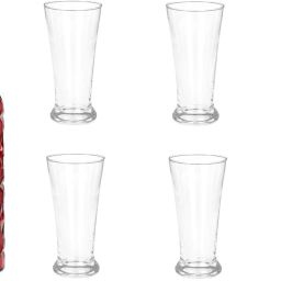 Bottle & 6 Glass Serving Lemon Set, Red, Clear, Glass - A1006 Jug Glass Set-16