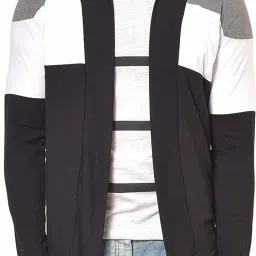 Men High-Low Full Sleeve Black Shrug-image-35