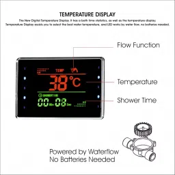 RUVEL Shower Panel - Sayflow with Hydropowered LED Light + Digital Display & 5 Water Functions With Top Rainfall Water Outlet, Waterfall Outlet image 4