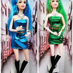 Fashion Doll with Foldable Hands and Legs for Girls (Green & Blue) 2 pcs-picture-24