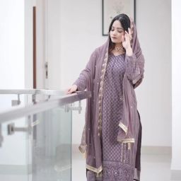 Checkered, Embroidered Kurta, Trouser/Pant & Dupatta Set-image-38