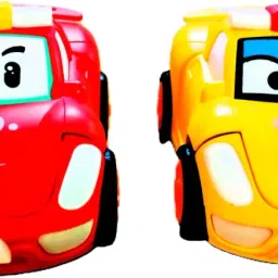 Unbreakable Mini Racing Converting Car to Robot Transformation Toy (Pack of 2)-0