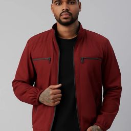 Men Solid Bomber Jacket-image-30