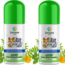 Tick and flea Powder for Dog & Cat, Pet Powder, Anti-itching - Pack of 2 - 300 ml Pet Coat Cleanser-30