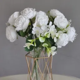 Home, Office, Event & Gifting Use (Without Vase) White Rose, Lily Artificial Flower-15
