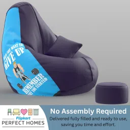 flipkart perfect homes XXXL PatternPuff Bag With Free Cushion and Puffy , Why You Started-Indigo Teardrop Bean BagWith Bean Filling image 5