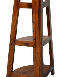 Sheesham Wood Corner Ladder| Decorative 3 Tier Ladder Shelf for Home & Office Solid Wood Open Book Shelf-12