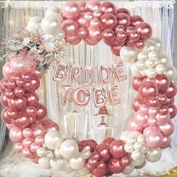 Bridal Shower Balloon Arch Decoration Kit, Rose Gold and White, with BRIDE TO BE-5