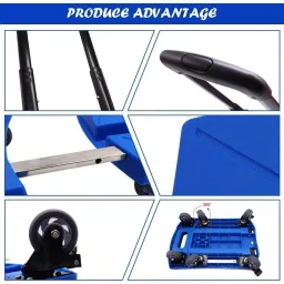 skyzone Folding Hand Trolley Cart With 6 Wheels, Adjustable Handle I Load 150kg Portable Luggage Trolley image 3