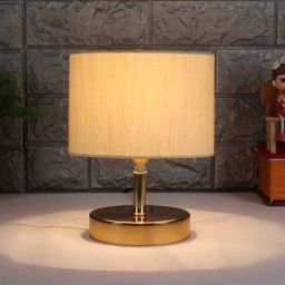 new era Bristol Off White Cottan Fabric Shade Night Lamp With Metal Base-picture-9