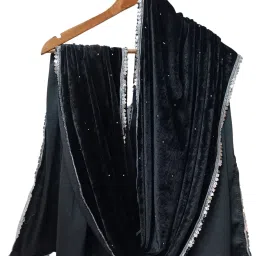 Velvet Self Design Black Women Dupatta-image-37