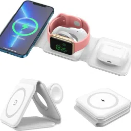 Cabepow White 3-in-1 Apple Wireless Charging Stand - For iPhone, AirPods & Watch Charging Pad-24