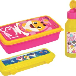Fun School Time(Hungry Kya Compact + Rocket 300 ml + Happy Write Jr) Baby Shark 2 Containers Lunch Box-image-20