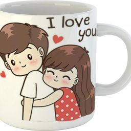 Cute Love Couple Cartoon Printed CoffeeMug-I'm in Love with You Quote Tea Cup Gift for Girlfriend, Boyfriend, Husband, Wife Ceramic Coffee (325 ml) Ceramic Coffee Mug-image-114
