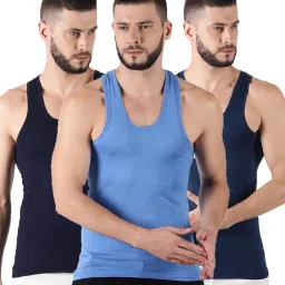 Pack of 3 Dollar Lehar Combed Cotton Men's Multicolour Vest Men Vest-image-10