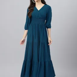 Solid Cotton Rayon Stitched Anarkali Gown-image-4