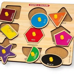 Shapes and Colors Wooden Puzzle Geometric Shapes Board Game Blocks Learning Toys-image-25