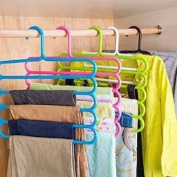 5 Layer Closet Organizer Space Saving Plastic Multi-Functional Storage Wardrobe Clothes Organizer Hanger for Shirts, Pants, Skirts Plastic Shirt Pack of 5 Hangers ForShirt-14