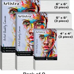 6X6(3) 5X5(3) 4X4(3) CANVAS BOARD Cotton Medium Grain Board Canvas (Set of 9)-27