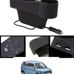 Black Seat Gap Organizer Front Seat With USB Ports,Cup,Phone,Key,Coin Holder 252 Car Side Seat Catcher-image-9