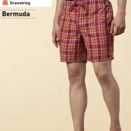 Checkered Men Red, Yellow Bermuda Shorts-image-5