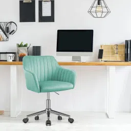 London Modern Mid-Back Task Chair in Pista Velvet Color Linen Office Executive Chair-image-36